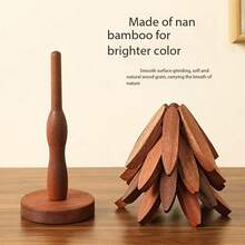 4片/5片装树叶造型“隔热树”（自回弹），实木隔热垫，耐高温杯垫，实木“圣诞树”造型，隔热垫，杯垫，砂锅垫，树形耐热餐具垫，现代简约餐盘垫，适合作为斋月、母亲节、情人节、父亲节、毕业季、万圣节、圣诞节的礼物 - 彩色 - 查看 9