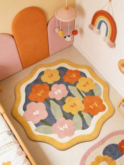 1pc Floral Bouquet Decorative Carpet, Bedroom Decor, Playroom Rug, Carpet, Home Decor, Living Room Carpet, Small Living Room Rug, Bedroom Carpet, Living Room Home Decor, Outdoor Carpet, Washable Rug