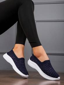 1 đôi giày lười nữ thoáng khí, nhẹ, thoải mái, mũi tròn, kiểu bohemian, màu tím, thích hợp cho mùa xuân/hè. - Màu tím - Xem 2