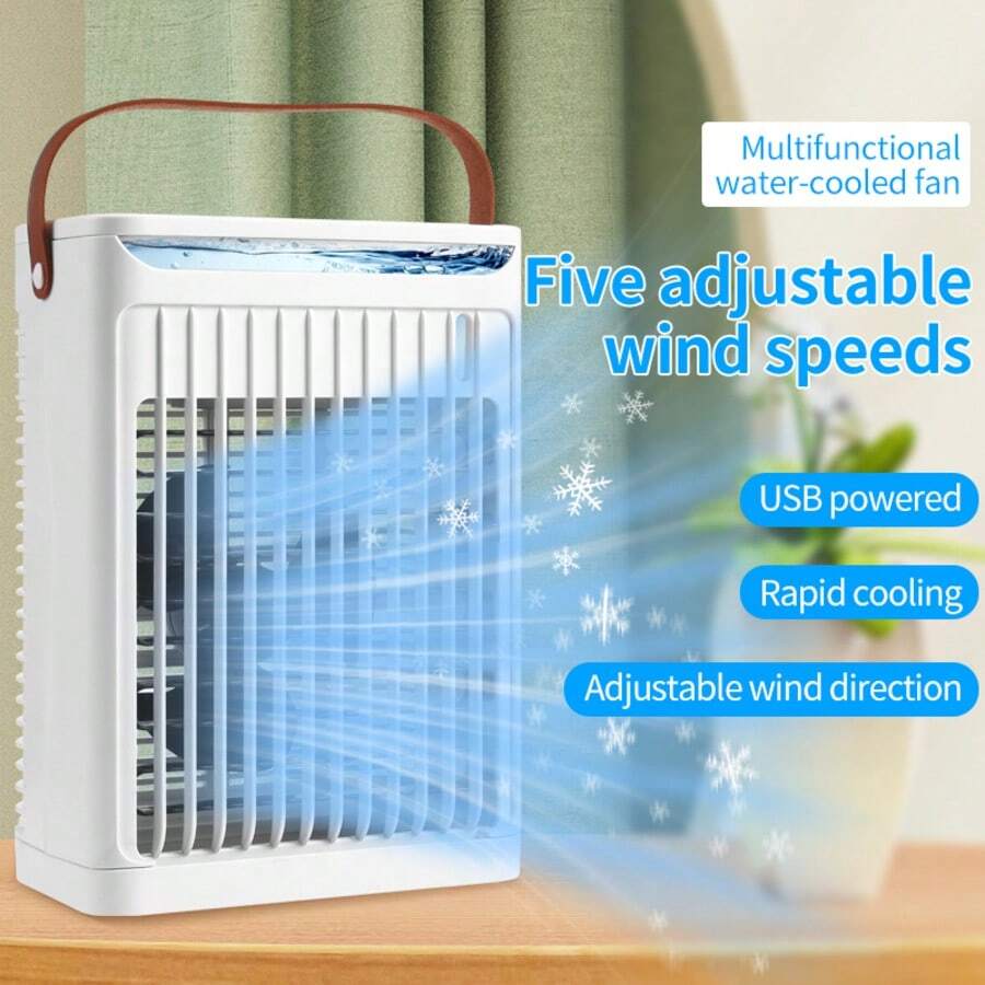 Aire acondicionado portátil, ventilador de enfriamiento de aire personal y mini, alimentado por USB, ventilador humidificador de aire acondicionado de enfriamiento por niebla, adecuado para habitación, dormitorio, oficina