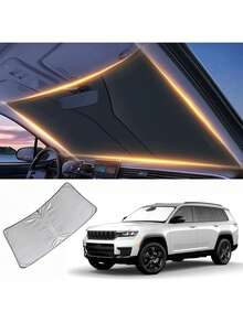 汽车挡风玻璃遮阳帘，可伸缩前窗遮阳帘，隔热防晒帽，可折叠挡风玻璃遮阳帘，遮阳帘片 - A - 查看 1