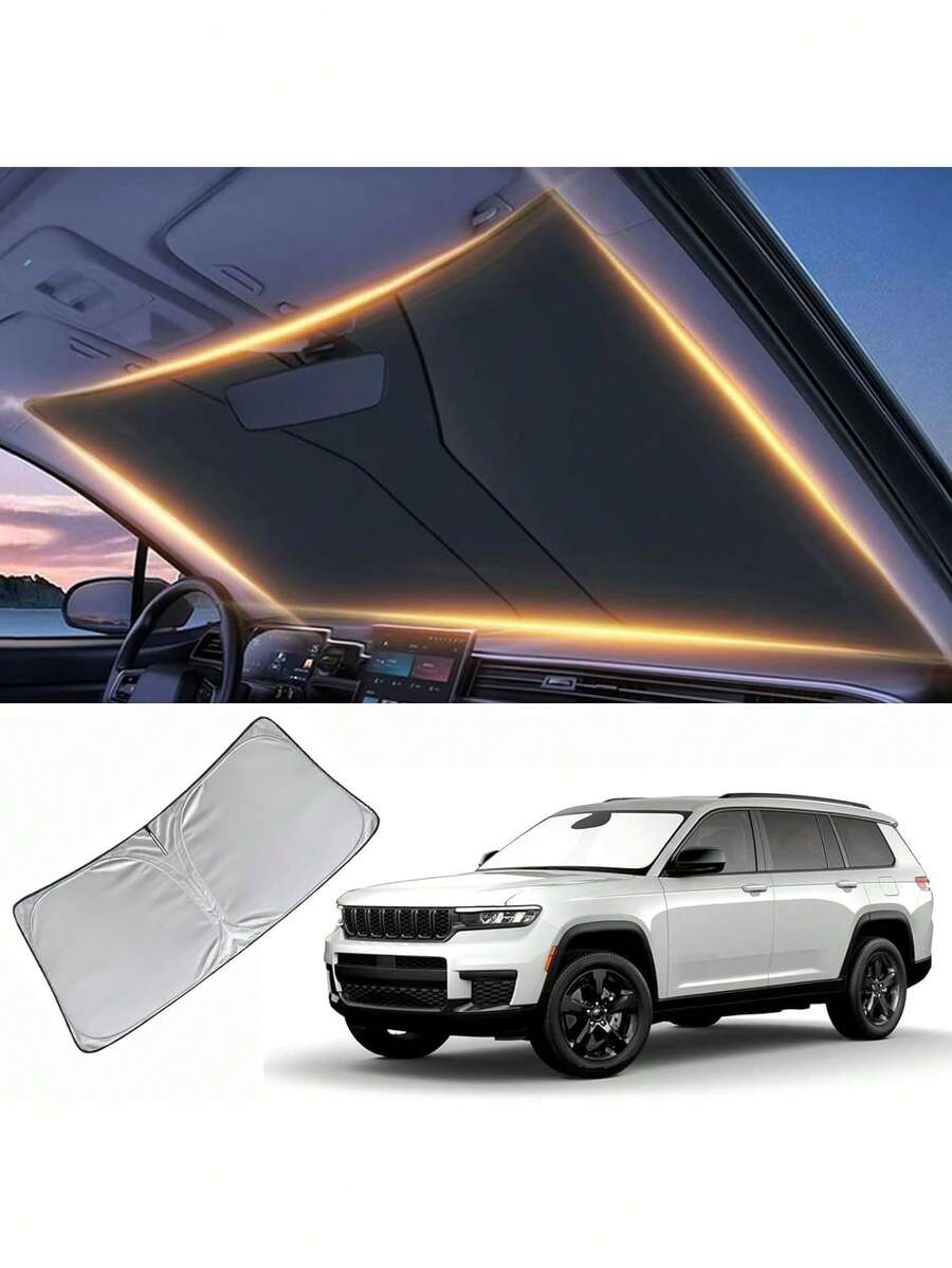 汽车挡风玻璃遮阳帘，可伸缩前窗遮阳帘，隔热防晒帽，可折叠挡风玻璃遮阳帘，遮阳帘片 - A - 查看 1