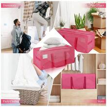 8 Pack Heavy Duty Large Moving Bags With Handles, Waterproof Foldable Storage, Clothing Storage Bags, Packing Moving Boxes College Supplies, Pink - 粉紅色+8裝 - 查看 7