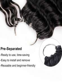 Feather Hair Extensions Straight Human Hair Crochet Human Hair Bundles 24 Inch 50g Pre-Separated Feather Crochet Human Hair Crochet Hair Extensions Natural Black - SNatural - View 5