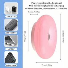 1 đèn LED treo tường hình bánh donut - Cấp nguồn qua USB/Sạc Type-C, điều khiển cảm ứng, đèn ngủ màu cam ấm áp, đèn trang trí phòng khách, hành lang, phòng học. - Nhiều màu - Xem 5