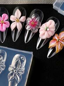 1pc 3D Charming Spring Silicone Carving Mold, 5 Flower Pattern Embossed Mold, Stamping Plate For DIY Nail Art Gel, Nail Art Tools & Supplies - Multicolor - View 4