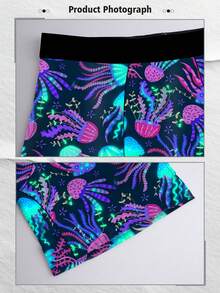 1 chiếc quần boxer nam kiểu dáng độc đáo, họa tiết biển sâu mộng mơ, chủ đề sinh vật biển, chất liệu vải dệt kim, kiểu dáng thể thao rộng rãi, thoáng khí và thấm hút mồ hôi, mềm mại và thân thiện với da, quần lót boxer thể thao thường ngày. - Nhiều màu - Xem 6