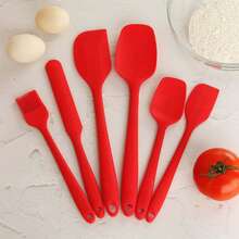 Bộ 6 thìa silicon, thìa cao su dùng để nướng, nấu nướng và trộn, chịu nhiệt cao, dụng cụ nhà bếp chống dính (Đỏ, Đen) - Nhiều màu - Xem 2