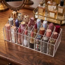 Acrylic Lipstick Organizer With 24 Slots, Clear Makeup Storage Case For Lip Gloss, Balm & Eyeliners - Transparent White - View 4