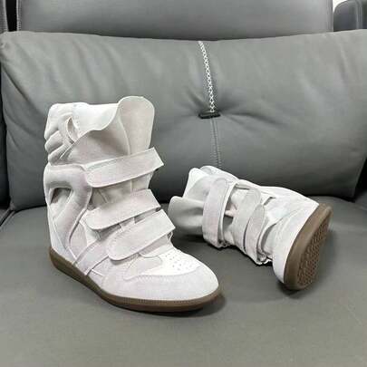 New 2026 Hidden Height-Increasing High-Top Women's Shoes Color Matching Flat Casual Sneakers Women