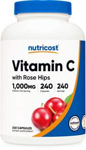 Nutricost Vitamin C With Rose HIPS 1025mg, 240 Capsules - Vitamin C 1,000mg, Rose HIPS 25mg, Premium, Non-GMO, Gluten Free Supplement - 240 Count (Pack of 1) - 查看 9