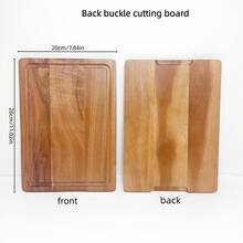 1pc Wooden Cutting Board, Cheese & Sausage Board, Meat, Cheese, Bread, Vegetable And Fruit Chopping Board With Juice Groove And Handle For Kitchen - Brown - View 14