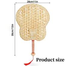 Handmade Wheat Straw Fan, Hot Fan, Summer Essentials, Beautiful Design, Handheld Fan, Portable Fan, Vintage Style Fan. - Multicolor - View 5