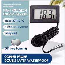 2pcs Mini Digital LCD Thermometer With Waterproof Probe, Indoor Outdoor Convenient Temperature Sensor, Car Thermometer With 2 Button Cell Batteries, Suitable For Aquarium/Fish Tank/Home/Refrigerator/Freezer - Thermometer - View 3