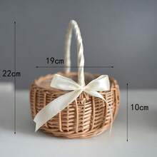 1pc Woven Wedding Flower Basket, - Features A Removable Liner And Serves Multiple Purposes For Storing Flower Petals. Available In Pastel Blue, White, And Grey, It'S Perfect For Home Use, Weddings, Photo Props, And Garden Storage - Basket - View 12