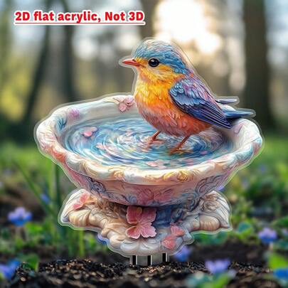 1pc 2D Acrylic Blooming Garden Stake, Suitable For Potted Plants, Patio, Garden, Weatherproof Outdoor Decor, Yard Art, Modern Art, Friend Gift, 2D Flat Design