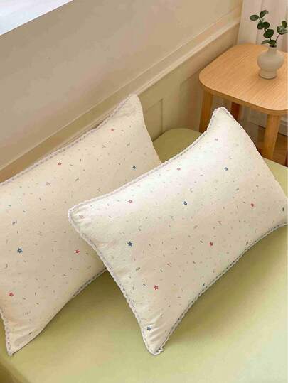 1个云朵般轻盈的双层提花印花棉布枕套（不含枕芯），透气凉爽，夏季必备，舒适亲肤，适合旅行、居家或酒店卧室，带来舒适睡眠，是完美的假日礼物。