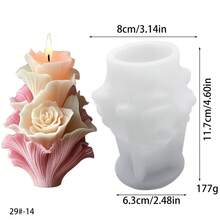 1个花束蜡烛硅胶模具，DIY多层3D花朵蜡烛和香石手工工艺模具 - A-白色 - 查看 6