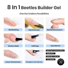 Beetles Builder Gel For Nails-Cover Nude Translucent 8 In 1 Nail Thickening Strengthening Building Apex - 1Pcs 15Ml Low Heat Clear - 查看 6