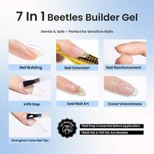 Beetles Builder Gel For Nails-Cover Nude Translucent 8 In 1 Nail Thickening Strengthening Building Apex - 1Pcs 15Ml Clear - 查看 4