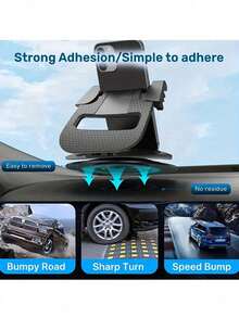 360 Degree Rotating Car Phone Holder, Hands-Free Use - A - View 1