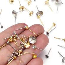 20/100个/包 3-10毫米不锈钢珍珠耳钉，珍珠耳钉背托，低过敏性耳针，适用于DIY珠宝制作 - 珍珠耳針 - 查看 3