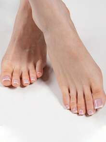 150 móng giả gel vuông ngắn màu nâu/hồng, 15 kích cỡ, kiểu Pháp ngắn, mờ, thích hợp cho phụ nữ và bé gái trang trí móng chân. - Hồng - Xem 5