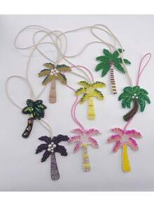 手工串珠棕榈树钥匙扣 - 热带风情，绿色、粉色和黄色树干设计 - 波西米亚风海滩派对礼物，男女皆宜，经久耐用的串珠配饰 - 旅行日常必备，棕榈树吊坠，礼品 - 多款 - 查看 7