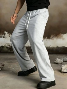 Men's Loose Fit Casual Sweatpants With Drawstring, Solid Color Design, Long Length, Versatile For Daily Wear, Jogging And Other Occasions, Suitable For Spring And Autumn Seasons - Multicolor - View 2