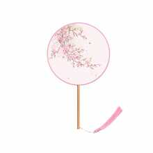 团扇古风儿童夏季半透明长柄舞扇女童古装汉服旗袍刺绣小圆扇 - 1# - 查看 16