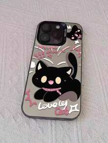 1个卡通创意惊恐猫涂鸦图案手机壳，适用于 17 Pro Max、17 Air（新款）、17小众卡通款、16 Pro Max/15 Pro/14 Plus/13可爱款、12/11款防震智能手机壳 - 黑色 - 查看 4