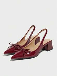 [GEY]Women's Shoes, Women's High Heels, Women's Chunky Heels, Cushioned Insoles | Non-Slip Insoles | PU Synthetic Fabric, Suitable For Skirts, Pants, And Uniforms, Wearable Year-Round, Local Warehouse Women's Shoes, Fast Shipping. - Đỏ - Xem 6