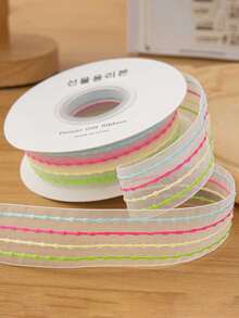 1 Roll 275 Inches Rainbow Striped Organza Satin Ribbon, 0.98 Inch Width, Soft And Vibrant Colors. This Lightweight Polyester Material Is Perfect For Gift Wrapping, Christmas And Holiday Decorations. - Multicolor - View 6