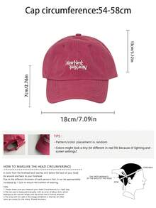 1 pieza Gorra de béisbol con visera curva estilo vintage - Sombrero estilo retro, Gorra de béisbol con letra bordada, Gorra de pico versátil unisex para exteriores, Gorra de béisbol minimalista con letra en color rojo frambuesa para primavera/verano, Gorra de béisbol con visera curva y parte superior suave, de talla grande y ajustable, transpirable, para playa y vacaciones - Nueva York - Ver 3