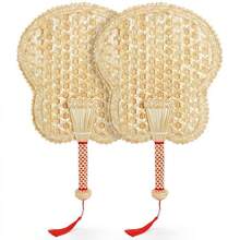 Handmade Wheat Straw Fan, Hot Fan, Summer Essentials, Beautiful Design, Handheld Fan, Portable Fan, Vintage Style Fan. - Multicolor - View 3