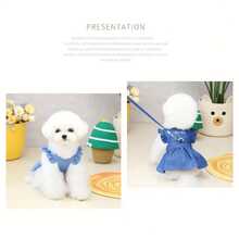 Quần áo cho thú cưng, váy cho chó, váy cho mèo, váy denim thêu chữ nhẹ cho chó và mèo nhỏ, mùa xuân/hè. - Nhiều màu - Xem 3