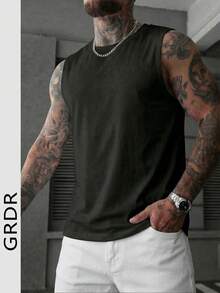 Áo tank top nam GRDR mùa hè không tay cổ tròn kiểu dáng thường ngày - màu đen - Xem 3