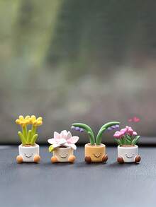 1pc Cute Car Accessories, Flower Car Decorations, Mini Center Console Ornaments, All Exuding A Sense Of Luxury. Center Console Accessories, Interior Accessories - Random Styles - View 5