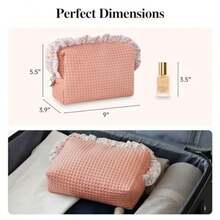 DYSHAYEN - Bolsa de maquillaje con volantes de algodón suave para viajes regalos para mujeres dama de honor cumpleaños boda Navidad Rosado Old Pink Lindo - como en la foto - Ver 2