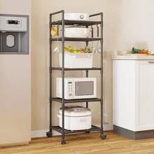 1pc Multi-Tier Kitchen Storage Rack, Floor-Standing Microwave Oven Shelf, Rice Cooker Rack, Fruit & Vegetable Organizer - Multicolor - View 7