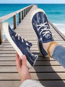 New Casual Flat Sneakers Suitable For Spring And Autumn, Women's Running Shoes - Blue - View 4