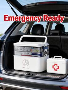 Large Capacity Medication Storage Box, Home Emergency Storage Box With Snap Closure, Minimalist Pill Container, Medicine Storage Box, First Aid Kit, Desktop Pill Box, Home Organization And Storage, Back To School Supplies, Room Decor - Multicolor - View 9