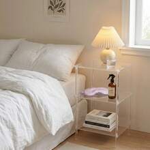 1 tủ đầu giường Acrylic cạnh hẹp, phù hợp với phòng ngủ không gian nhỏ, bàn cuối nhỏ cho phòng ngủ, phòng khách, phòng tắm, tủ đựng đồ trang điểm - Trong suốt - Xem 9