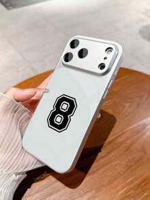 1pc New Minimalist Luxury Double-Layer Number 8 Pattern Tempered Glass With Camera Lens Protection Phone Case, Suitable For IPhone 17/17Pro/17ProMax/17Air/16/16Pro/16ProMax/16Plus/15/15Plus/15Pro/15ProMax/14/14Plus/14Pro/14ProMax/13/13Pro/13ProMax/12/12Pro/12ProMax/11/11ProMax, Matte Anti-Fall, Full Coverage Metal Paint Luxury Protective Cover - Multicolor - View 6