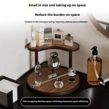 简易组装简约风格桌面收纳架 - 适用于浴室、玄关、办公室、客厅 - 节省空间，可收纳香水、化妆品、杯子 - 多功能收纳架 - 胡桃色 - 查看 6