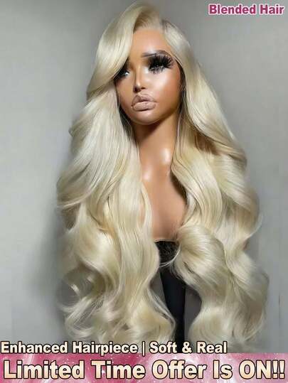 34 Inch 200% Density Body Wave 13x4 Lace Front Wigs With Natural Hairline - Brazilian Virgin Pre Ironing Pre Pulling Pre Cutting Body Wave Loose Wave Transparent HD Lace Frontal Wigs Glueless - #613 Blonde Color Wear And Go Pre Bleached Pre Plucked Body Wave Lace Closure Wigs Frontal Glueless Wigs - No Glue No Skills Real Hair Middle Part Wigs - Blended Frontal Human Hair Wigs Glueless Weaves Wigs For Women Blended Hair Daily Use