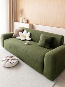 1pc Classic Elastic Fitted Sofa Cover With T-Shaped Pillow Design, Machine Washable Polyester Slipcover With Antibacterial And Soft Properties, Suitable For Single/Loveseat/3-Seater/4-Seater Sofa, Holiday Decor - Green - View 6