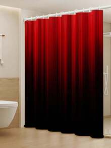 1件/3件/4件装红黑数码印花涤纶浴帘，浴室窗帘，无需打孔隔断帘 - 多色 - 查看 6