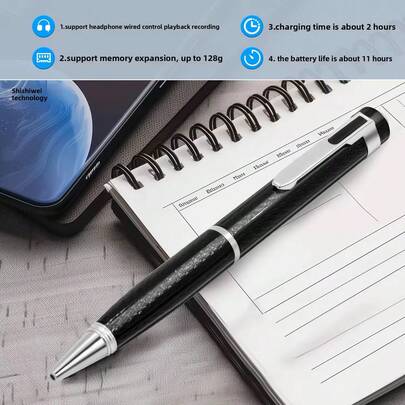 1 pieza Bolígrafo grabador de voz portátil, grabación con un solo clic, escribir mientras se graba, adecuado para reuniones, conferencias, entrevistas, oficina, reuniones de negocios con audio claro | Grabadora digital portátil para estudiantes y profesionales