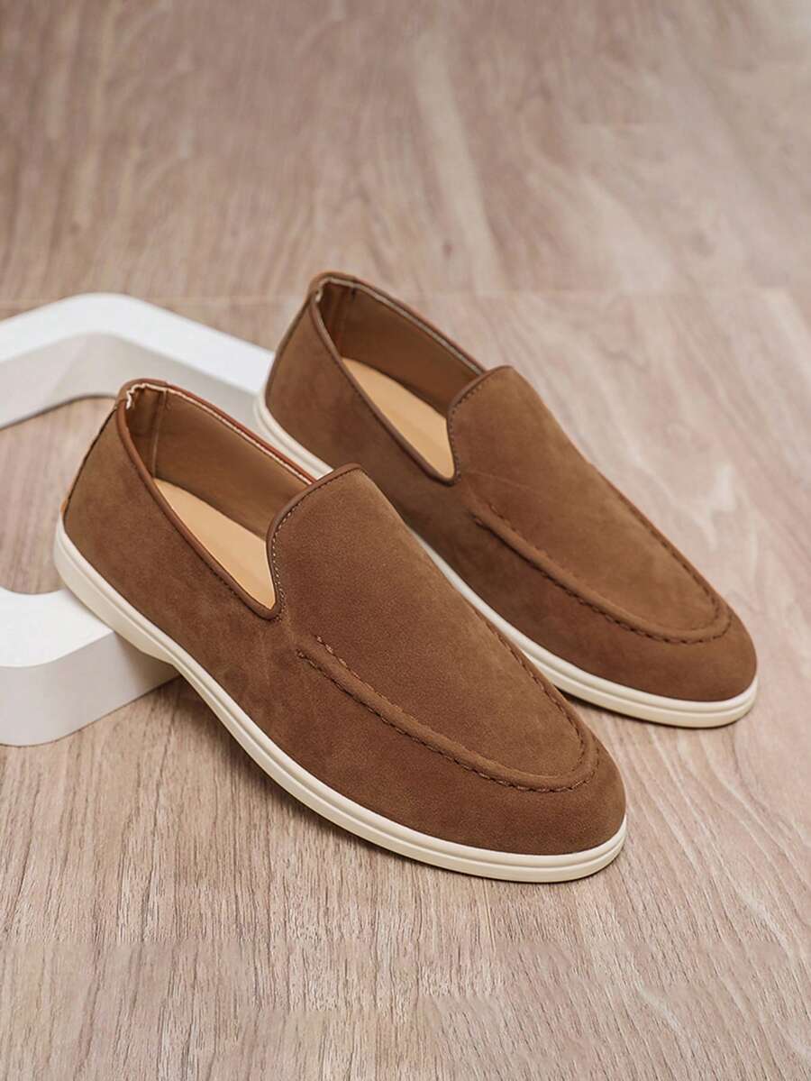 男士休闲百搭通勤乐福鞋 - 紅棕色 - 查看 1